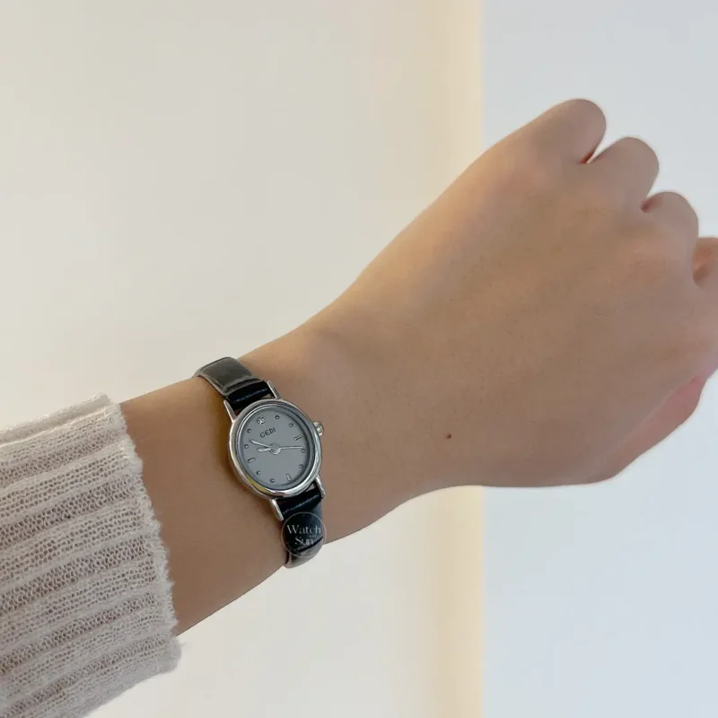 Minimalist Small Face Black/Brown Leather Watch