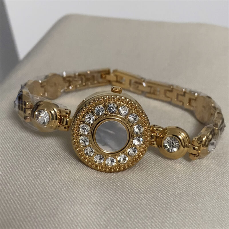 Medieval Style Gold/Silver Round Flip Bracelet Watch