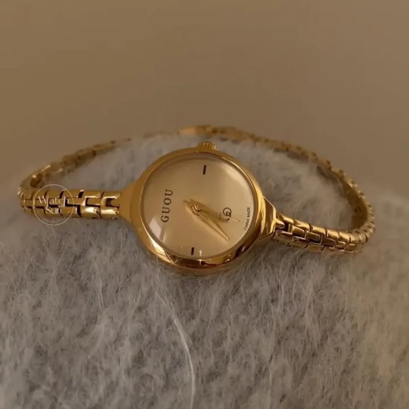 Chic Gold Round Face Ladies Watch Dainty Thin Bracelet Watch for Women