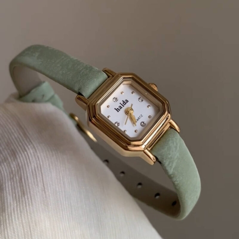 Sage Green Small Face Leather Watch