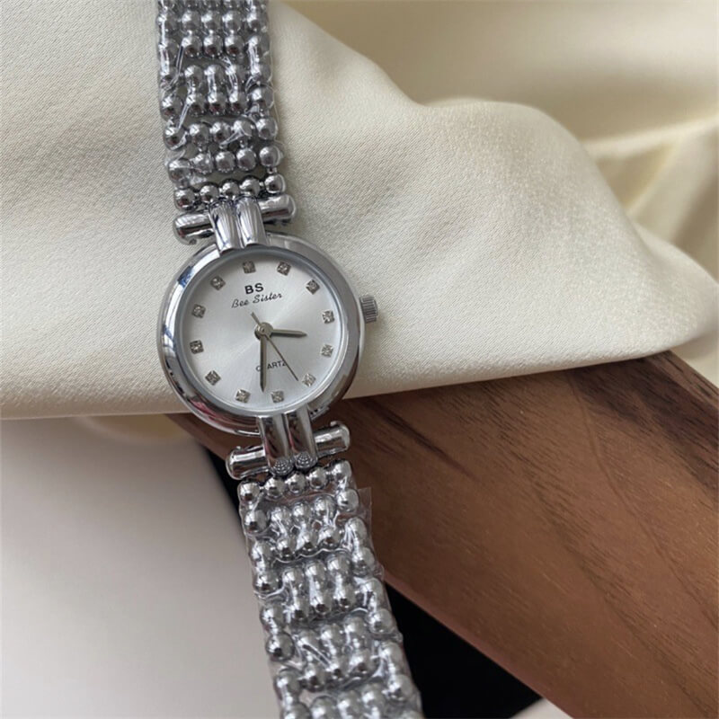 Minimalist Style Gold Round Stainless Steel Bracelet Watch