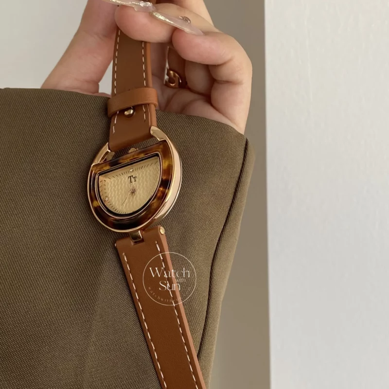 Chic Style Red/Brown Genuine Leather Women's Watches
