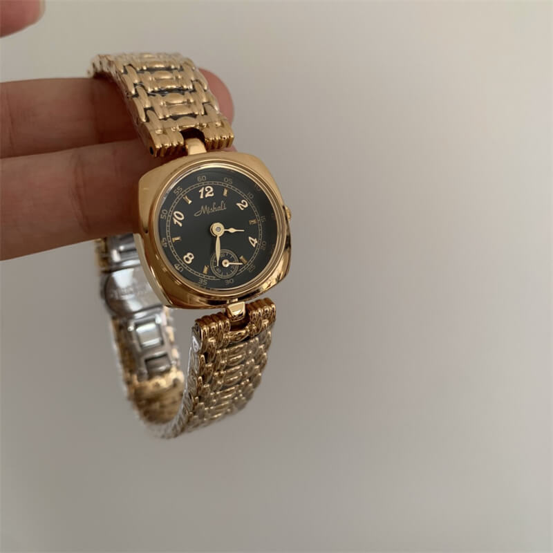 Vintage Style Green Face Gold Bracelet Watch for Women