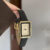 Classic Black/Gold Square Genuine Leather Wristwatch