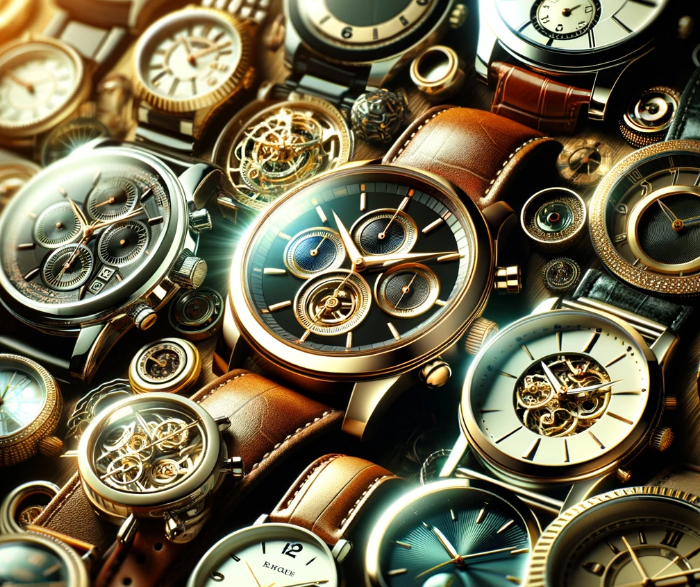 Round leather strap watch