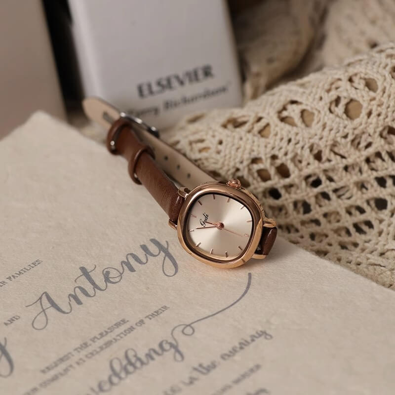 Dainty Black Square Women’s Leather Watch