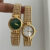 Minimalist Style Gold Round Stainless Steel Bracelet Watch