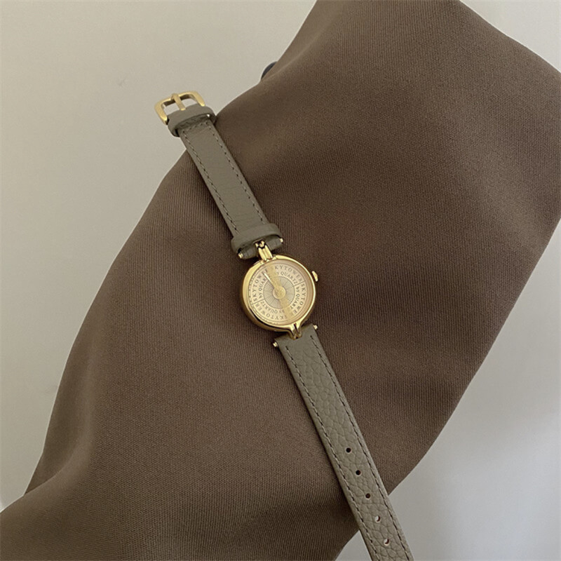 Classic Brown/Black/Grey Round LeatherLadies Watch