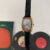 Chic Brown/Black barrel shape Leather Wristwatch