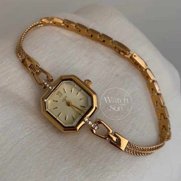 Dainty Small Face Gold Watch Elegant Thin Bracelet Ladies Watch