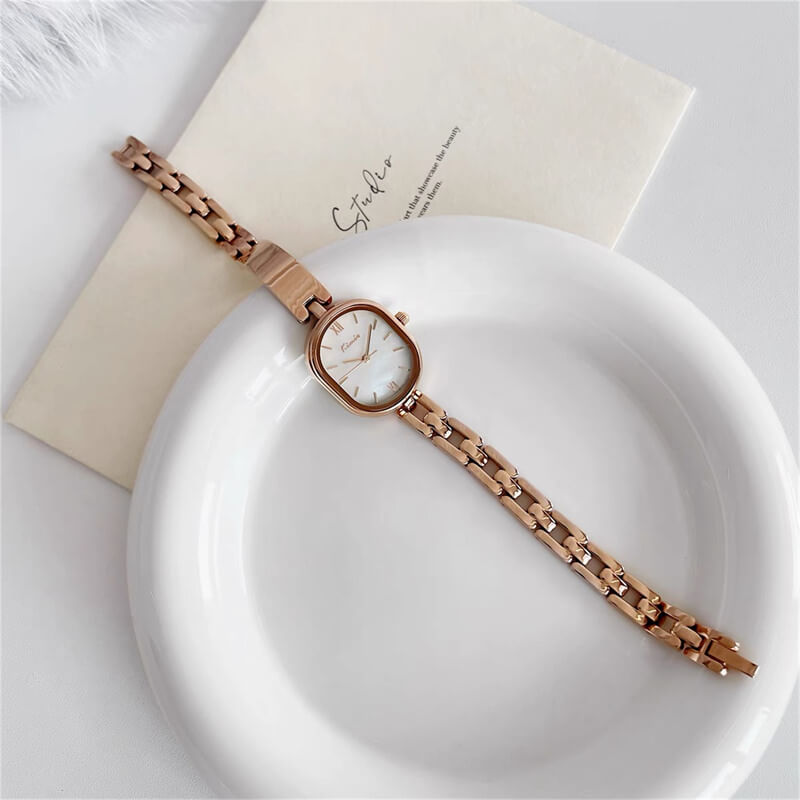 Oval Face Gold Bracelet Watch