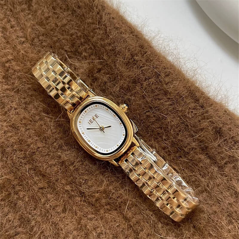 Classic Gold/Silver Oval Stainless Steel Bracelet Watch