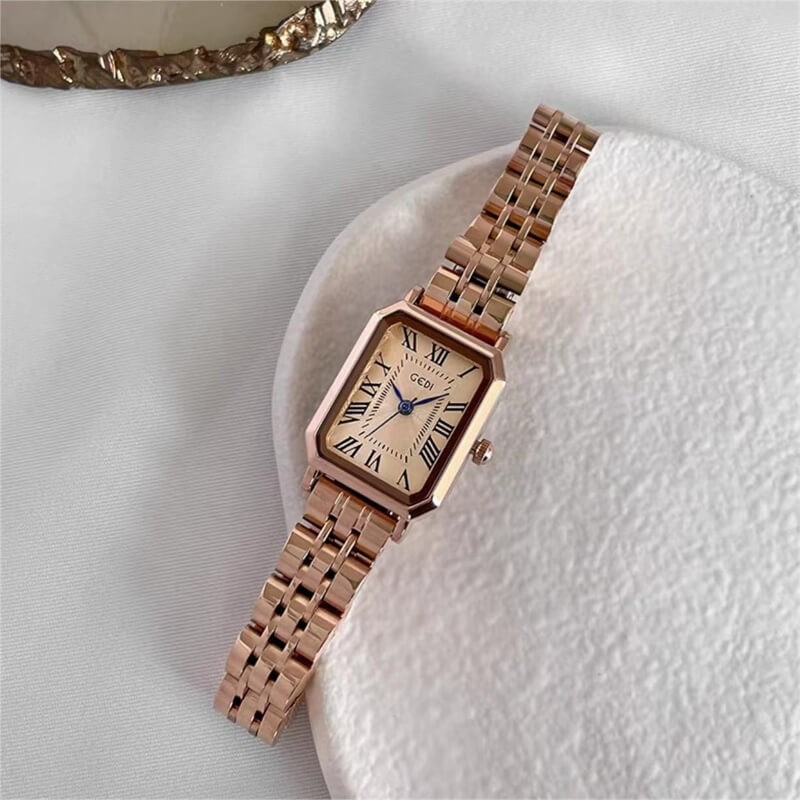 Dainty Champagne Gold Square Bracelet Ladies Watch