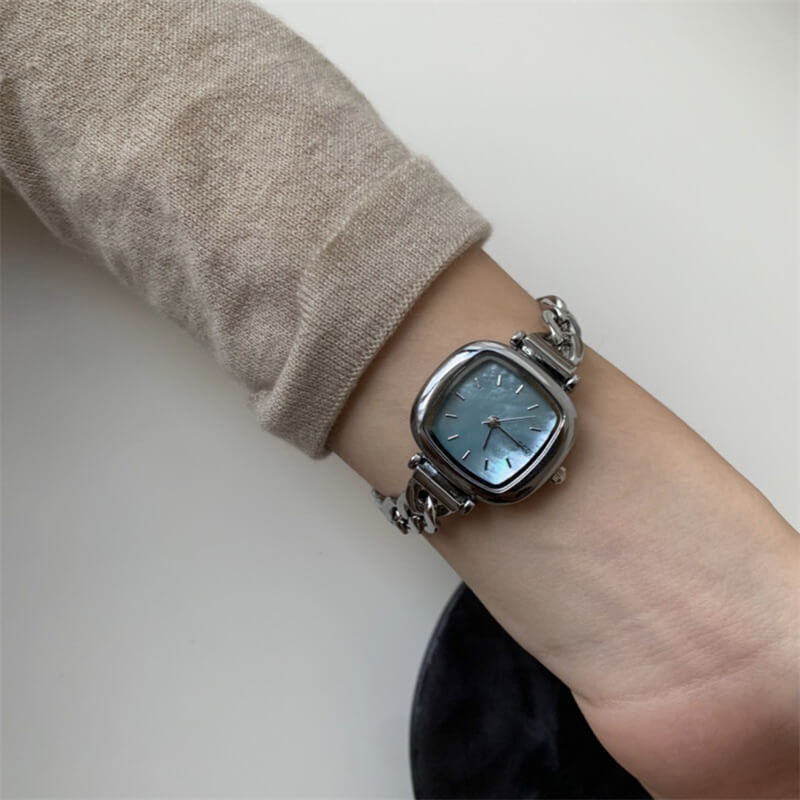 Chic Style Silver Square Mother of Pearl Bracelet Watch