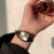 Chic Brown/Black barrel shape Leather Wristwatch