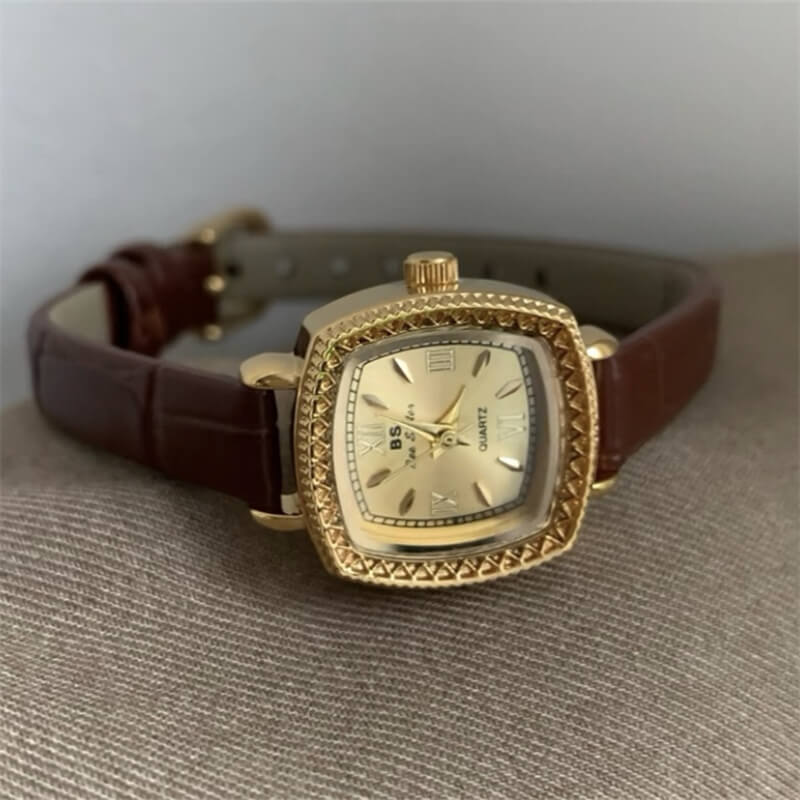 Vintage Style Brown Square Women’s Leather Watch