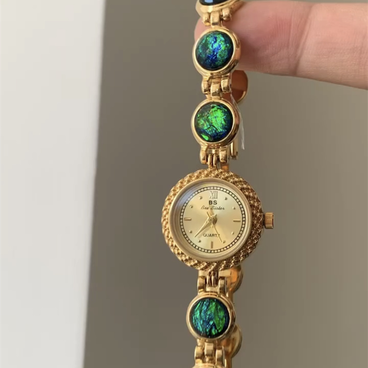 Vintage Colorful Stone Wristwatch for Women