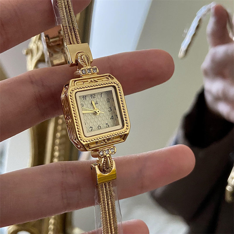 Chic Champagne Square Chain Watch for Women