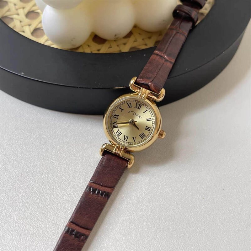 Chic Style Brown/Black Genuine Leather Watch for Women