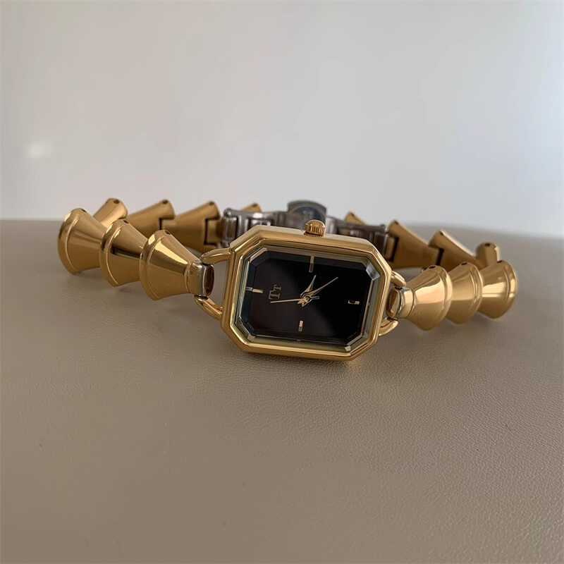 Chic Style Gold-Black Rectangle Bracelet Watch