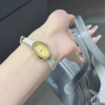 Vintage Gold Small Oval Face Leather Watch