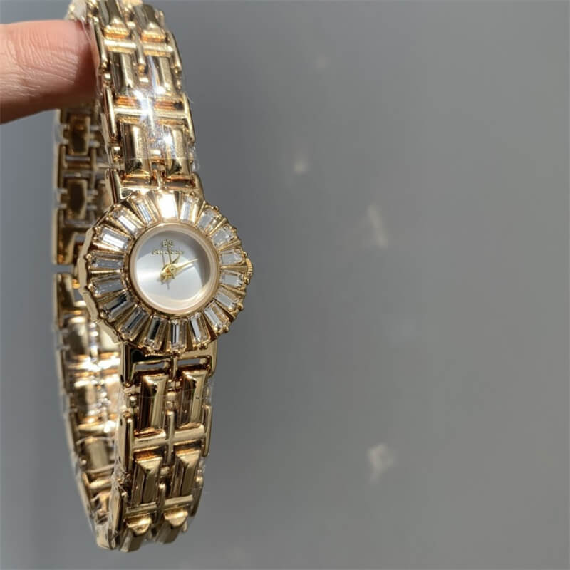 Dainty Gold/Silver Sparkling Flower-Shaped Bracelet Watch