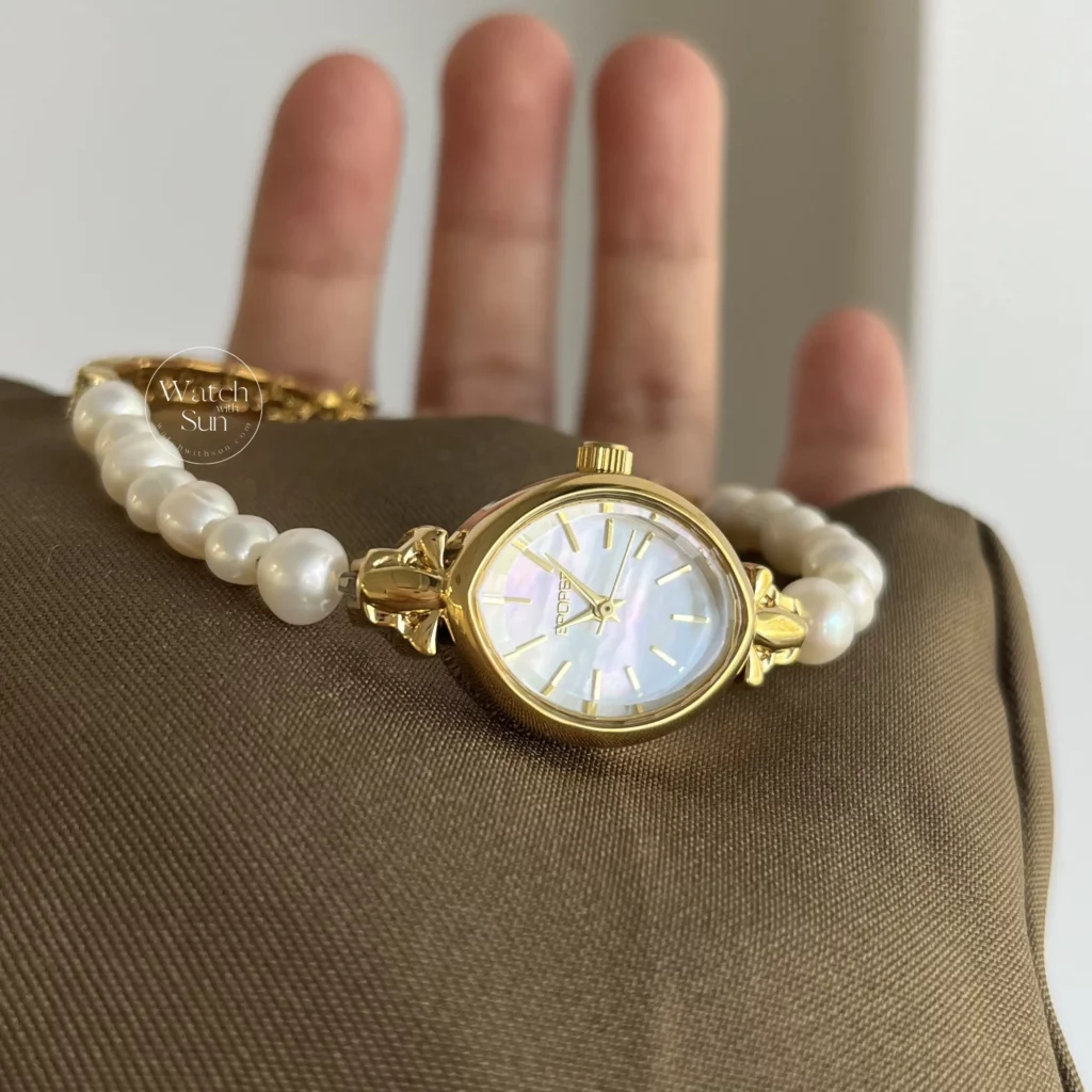 Vintage Small Oval Freshwater Pearl Bracelet Watch