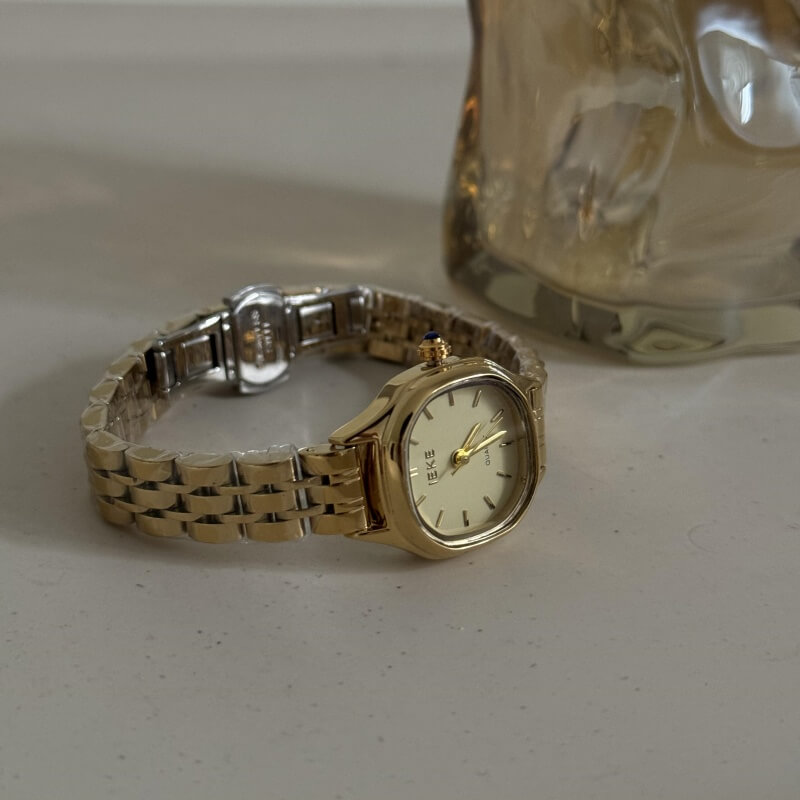 Classic Style Gold/Silver Square Face Watch for Women
