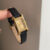 Square Face Black/Grey Leather Gold Watch