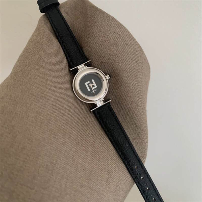 Classic Black Round Genuine Leather Dial Women’s Watch