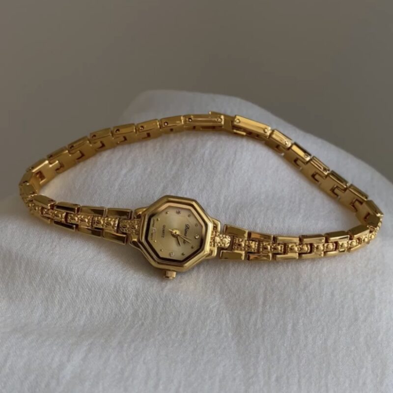 Vintage Style Gold Small Octagon Face Women's Watch