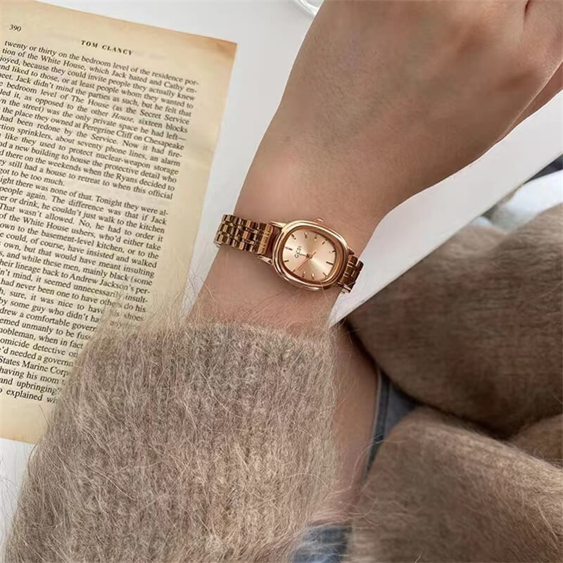 metal oval watch
