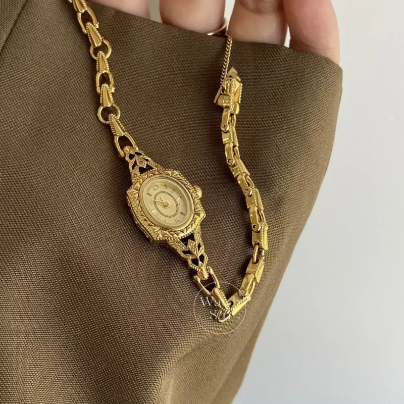 Vintage Gold Watches for Women Mother of Pearl Dial Watches