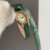 Vintage Small Face Black/Green Leather Ladies Watch