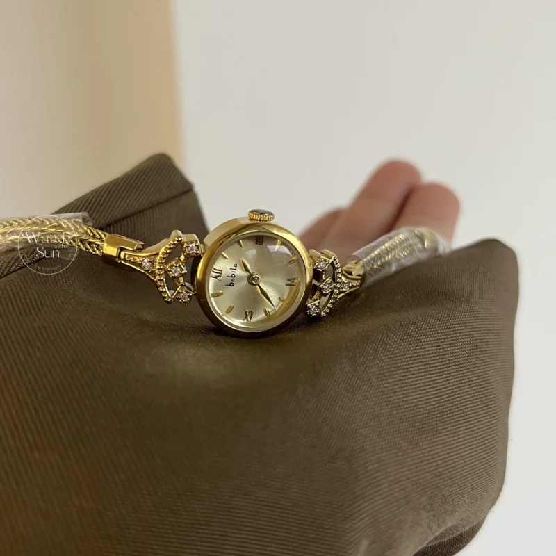 Chic Style Gold Round Stainless Steel Chain Watch for Women