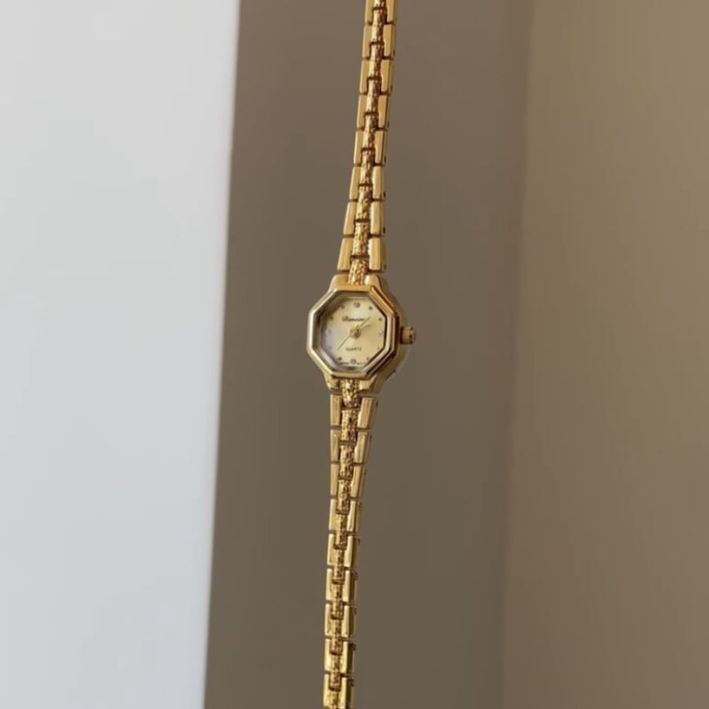 Vintage Style Gold Small Octagon Face Women's Watch