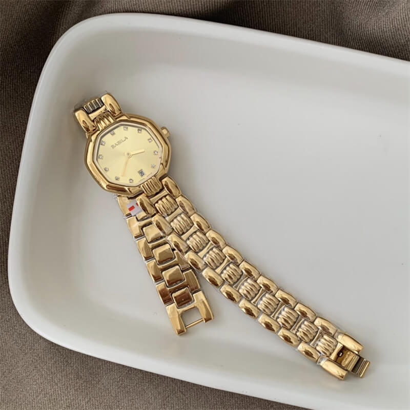 Diamond-Shaped Gold Bracelet Watch
