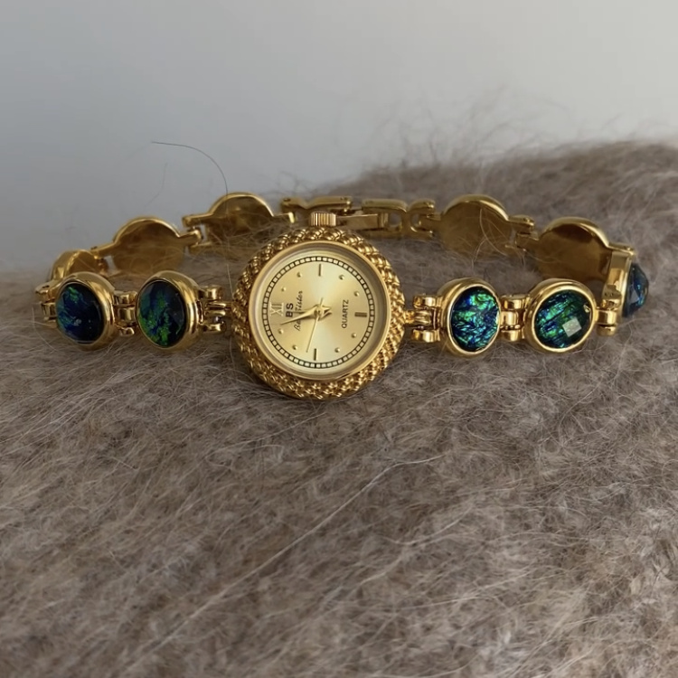 Vintage Colorful Stone Wristwatch for Women