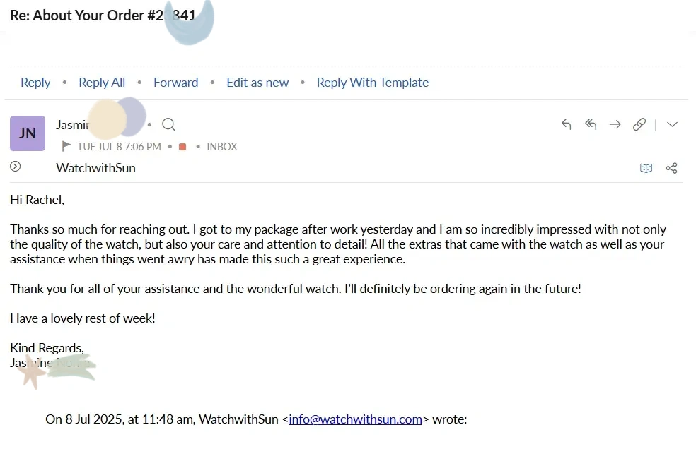 WatchwithSun customer emails