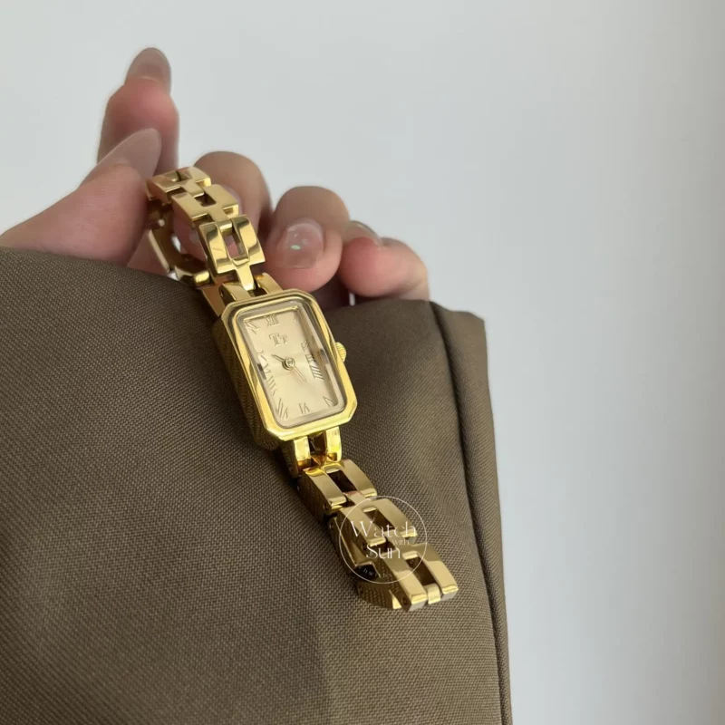 Square Face Classic Gold Watch for Women