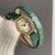 Vintage Small Face Black/Green Leather Ladies Watch