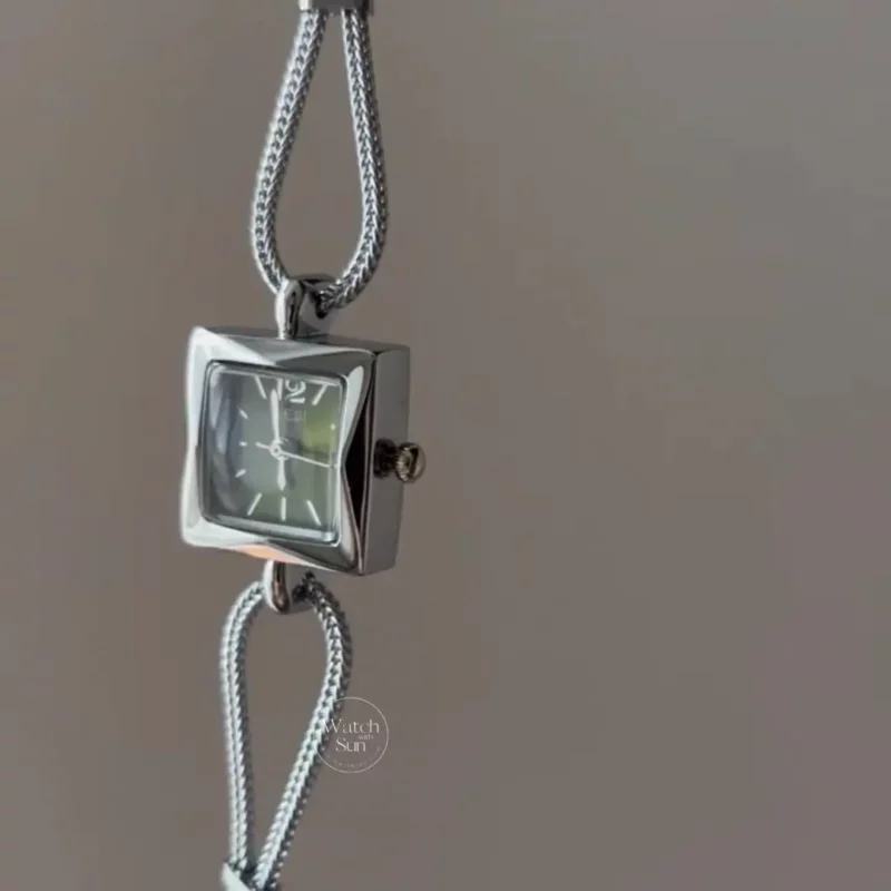Chic Style Black Square Face Stainless Steel Ladies Watch
