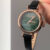 Vintage Style Green Round Face Leather Watch