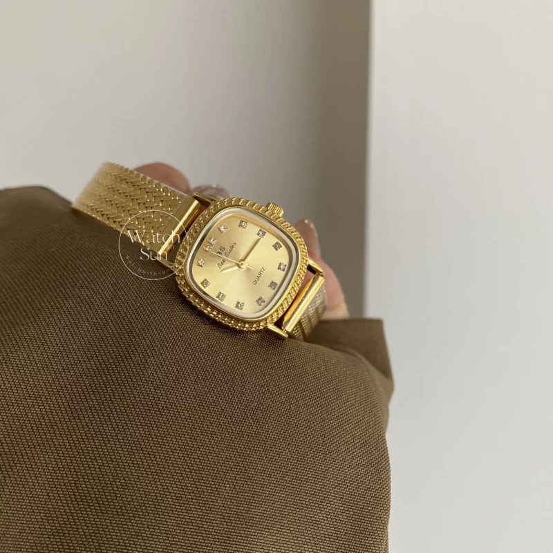 Classic Square Face Gold Band Stainless Steel Watch