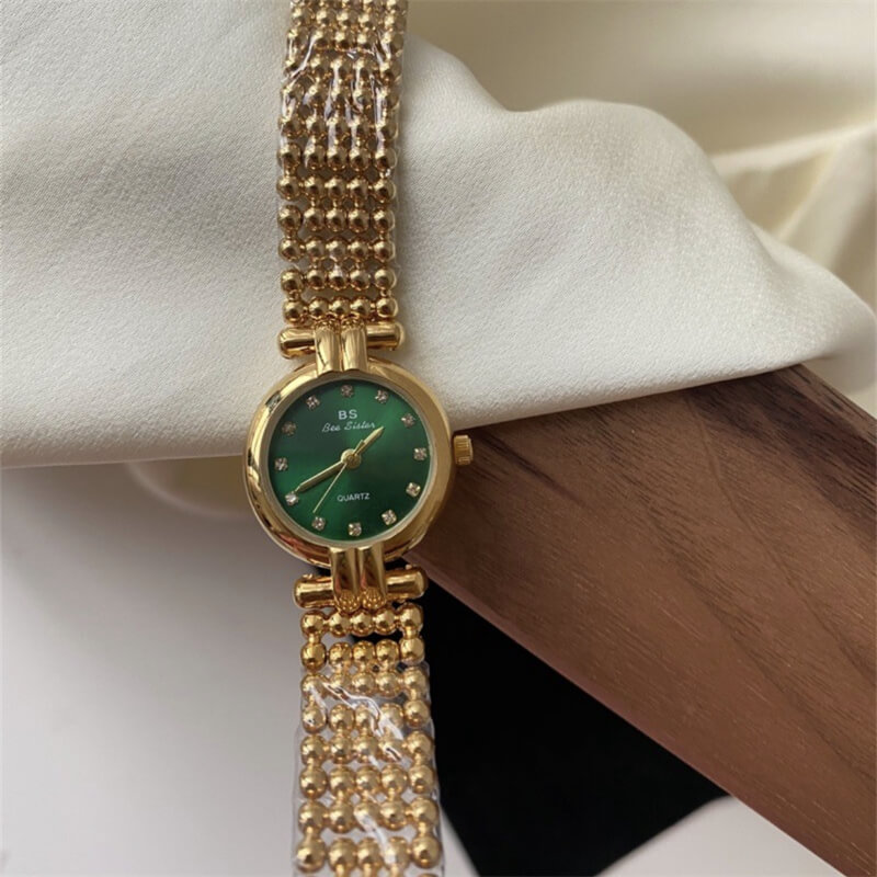 Minimalist Style Gold Round Stainless Steel Bracelet Watch