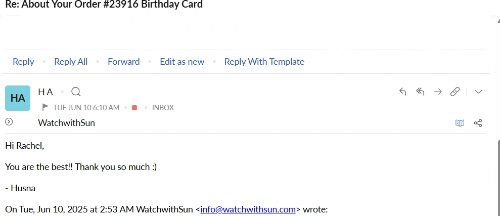 WatchwithSun Email Feedback