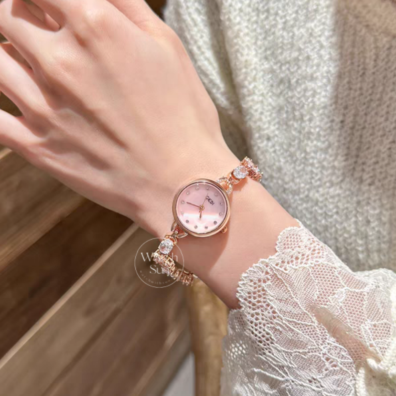 Dainty Gold Round Stainless Steel Bracelet Ladies Watch