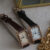 Vintage Style White/Black Rectangle Face Genuine Leather Watch for Women