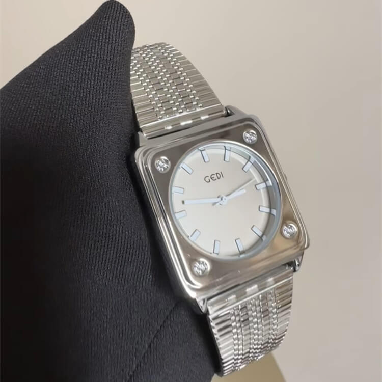 Vintage Style Silver Square Stainless Steel Watch