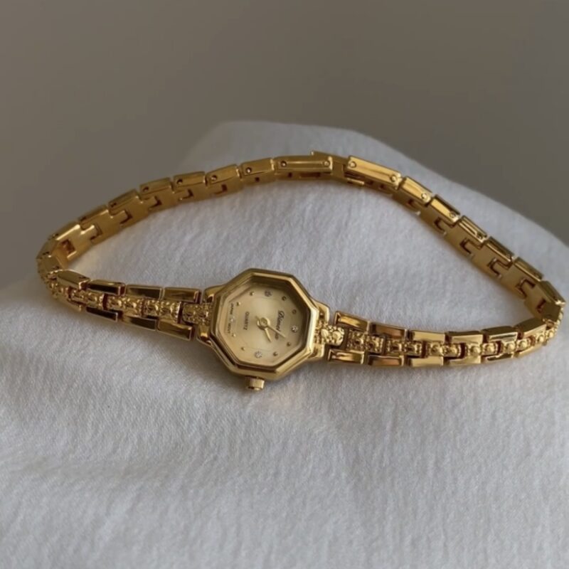 Vintage Style Gold Small Octagon Face Women's Watch